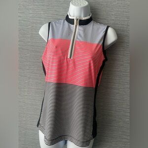 Stylish Striped Zip-Up Tank Top